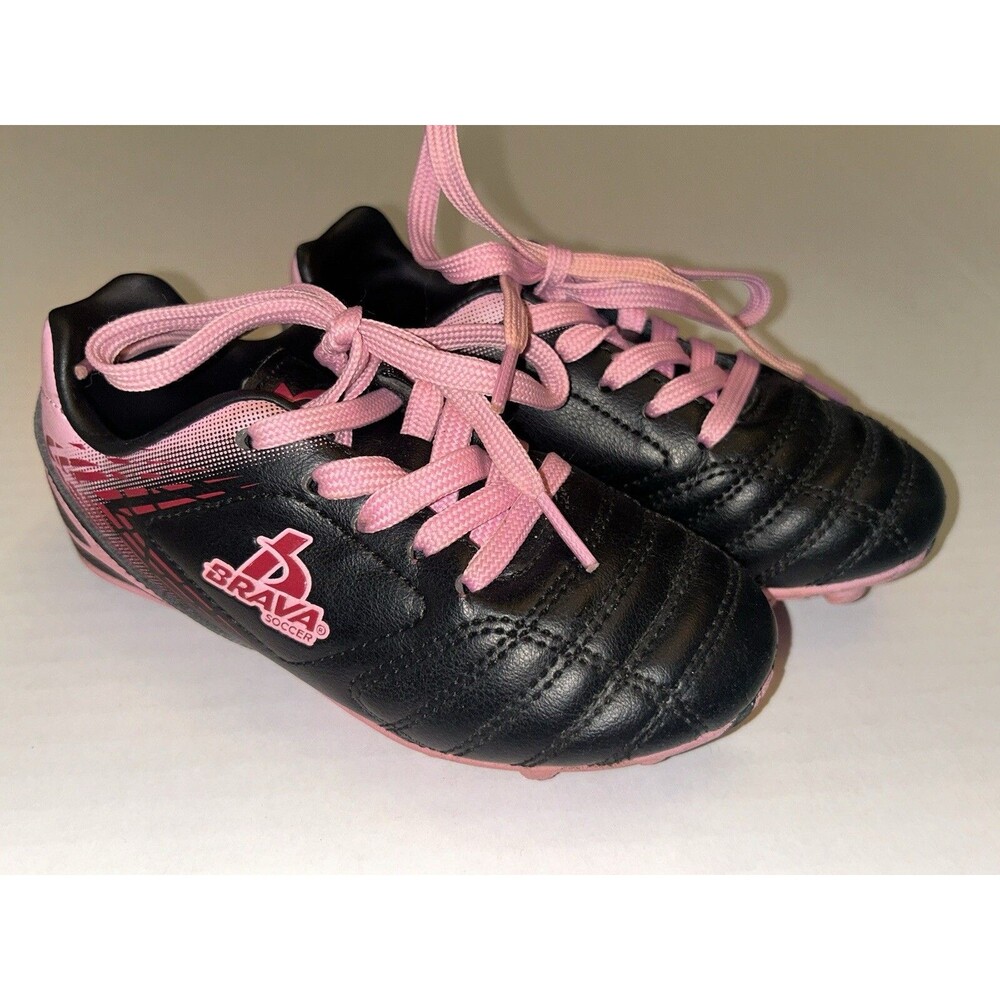 Toddler Girls Black and Pink Soccer Cleats Size 10D